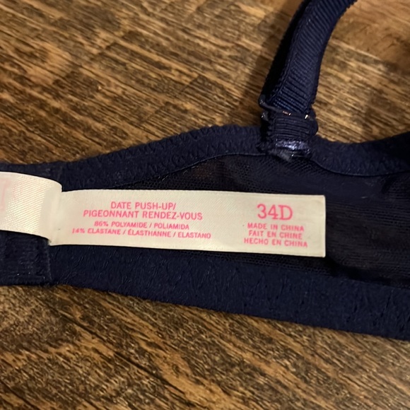 VS PINK push up bra Navy Lace 34D - Picture 9 of 10